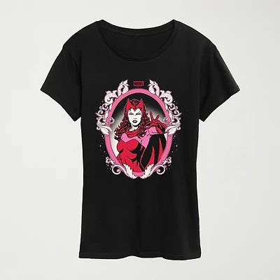 Womens Crew Neck Short Sleeve Regular Fit Marvel Graphic T-Shirt
