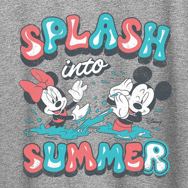 Womens Crew Neck Short Sleeve Regular Fit Mickey Mouse Minnie Graphic T-Shirt