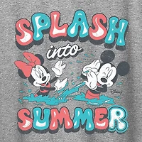 Womens Crew Neck Short Sleeve Regular Fit Mickey Mouse Minnie Graphic T-Shirt