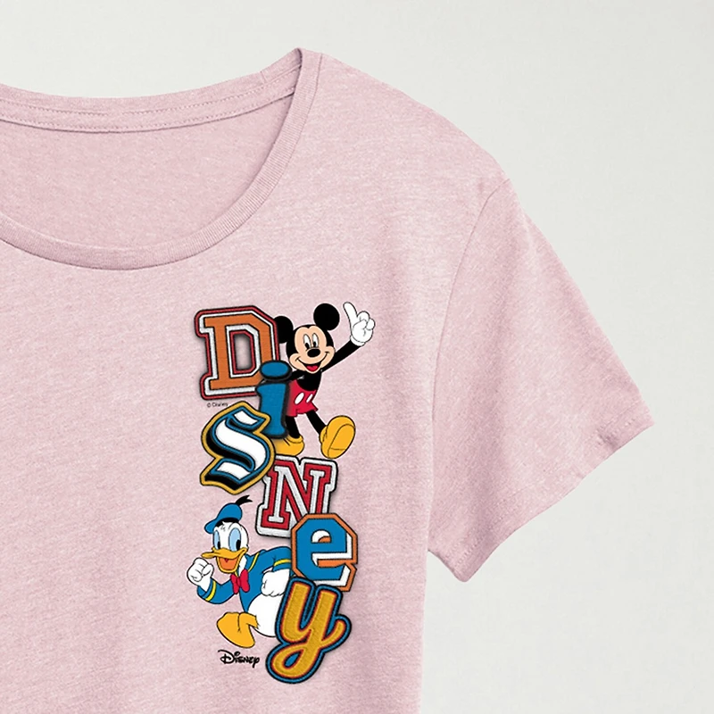 Womens Crew Neck Short Sleeve Regular Fit Mickey and Friends Graphic T-Shirt