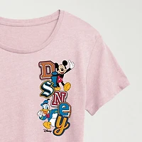 Womens Crew Neck Short Sleeve Regular Fit Mickey and Friends Graphic T-Shirt