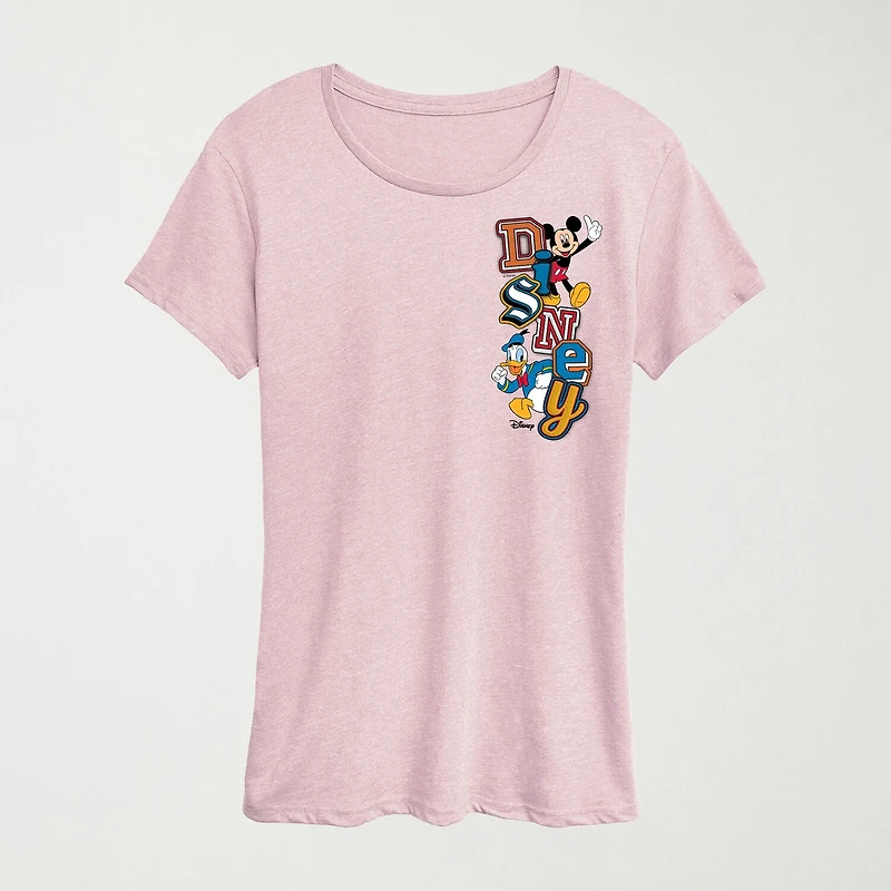 Womens Crew Neck Short Sleeve Regular Fit Mickey and Friends Graphic T-Shirt