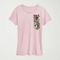 Womens Crew Neck Short Sleeve Regular Fit Mickey and Friends Graphic T-Shirt