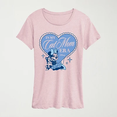 Womens Crew Neck Short Sleeve Regular Fit Minnie Mouse Graphic T-Shirt