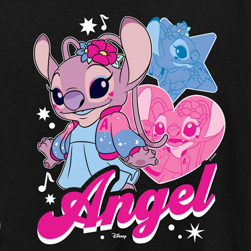 Womens Crew Neck Short Sleeve Regular Fit Lilo & Stitch Graphic T-Shirt