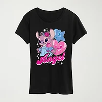 Womens Crew Neck Short Sleeve Regular Fit Lilo & Stitch Graphic T-Shirt