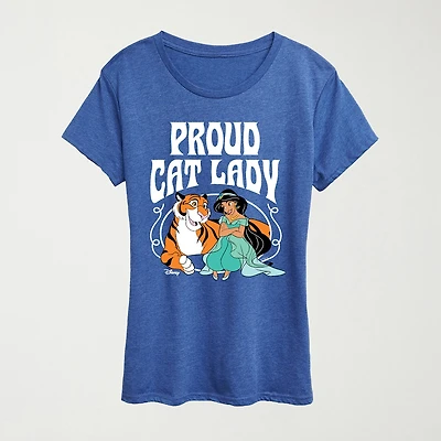 Womens Crew Neck Short Sleeve Regular Fit Princess Jasmine Graphic T-Shirt