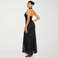 Premier Amour Womens Halter Neck Sleeveless Evening Gown