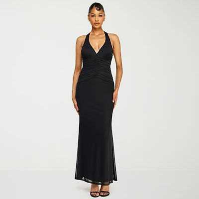 Premier Amour Womens Halter Neck Sleeveless Evening Gown
