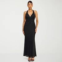 Premier Amour Womens Halter Neck Sleeveless Evening Gown