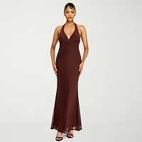 Premier Amour Womens Halter Neck Sleeveless Evening Gown