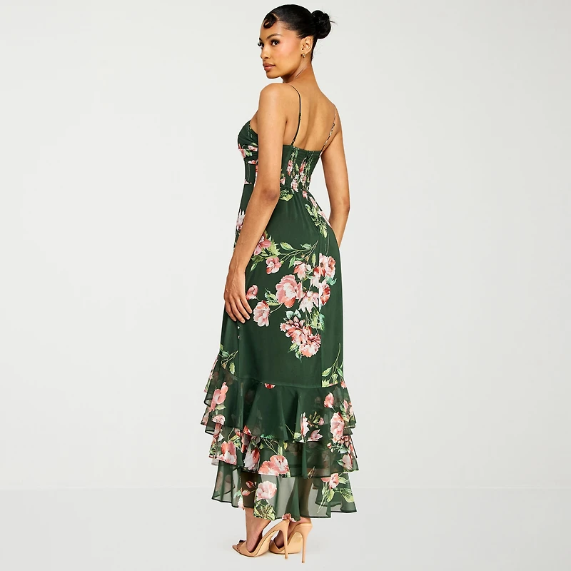 Premier Amour Womens High-Low Sweetheart Neck Sleeveless Maxi Dress