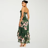 Premier Amour Womens High-Low Sweetheart Neck Sleeveless Maxi Dress