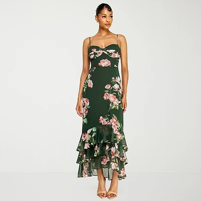 Premier Amour Womens High-Low Sweetheart Neck Sleeveless Maxi Dress