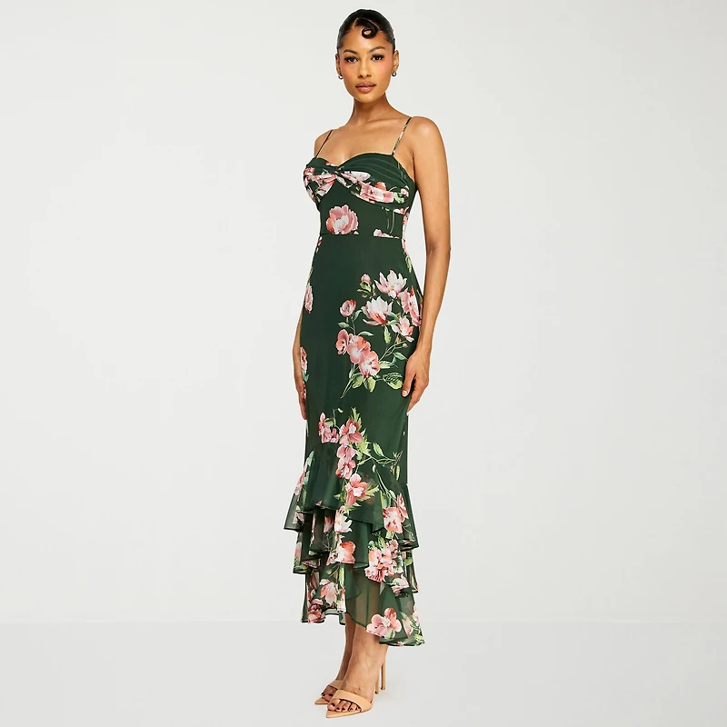 Premier Amour Womens High-Low Sweetheart Neck Sleeveless Maxi Dress
