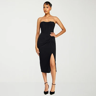 Premier Amour Womens Midi Sweetheart Neck Sleeveless Sheath Dress