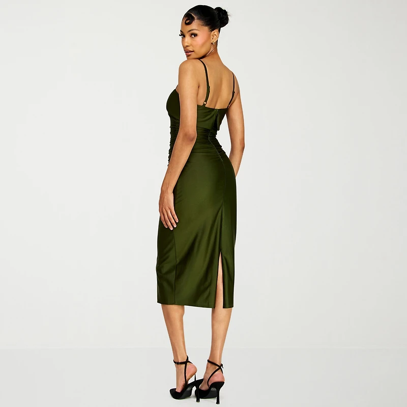 Premier Amour Womens Midi Straight Neck Sleeveless Sheath Dress