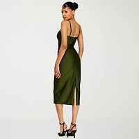 Premier Amour Womens Midi Straight Neck Sleeveless Sheath Dress