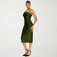 Premier Amour Womens Midi Straight Neck Sleeveless Sheath Dress