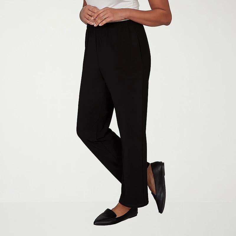 Alfred Dunner Classics Womens Straight Mid Rise Pull-On Pant