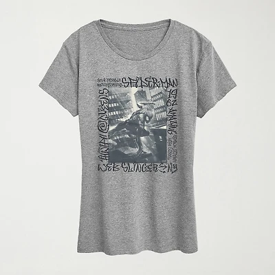 Womens Crew Neck Short Sleeve Regular Fit Spiderman Graphic T-Shirt