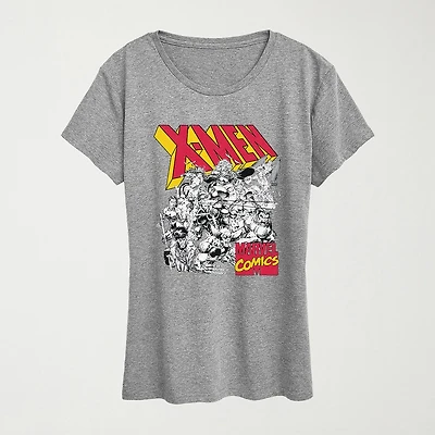 Womens Crew Neck Short Sleeve Regular Fit Marvel Graphic T-Shirt