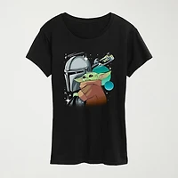 Womens Crew Neck Short Sleeve Regular Fit Baby Yoda Star Wars Graphic T-Shirt