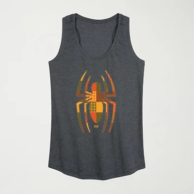 Womens Crew Neck Sleeveless Spiderman Tank Top