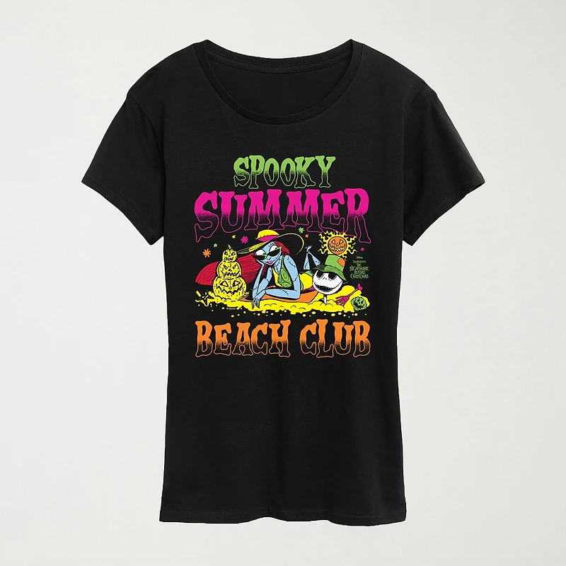 Womens Crew Neck Short Sleeve Regular Fit Nightmare Before Christmas Graphic T-Shirt
