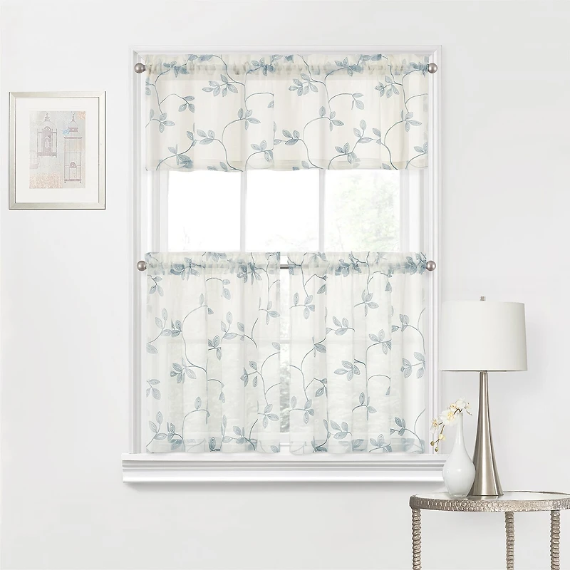 Regal Home Meadow Embroidered Rod Pocket Tailored Valance