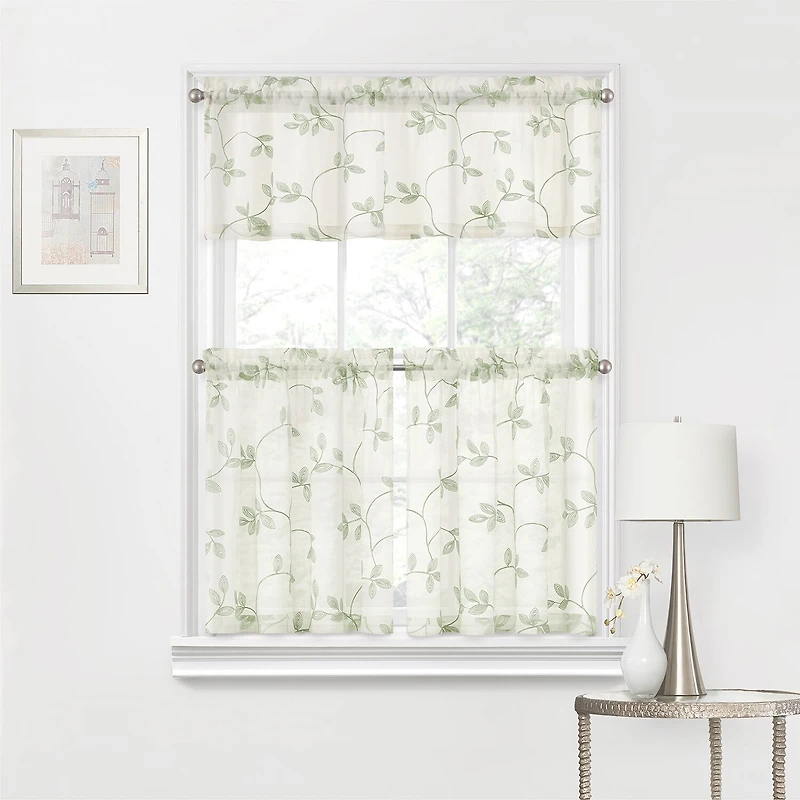 Regal Home Meadow Embroidered Rod Pocket Tailored Valance