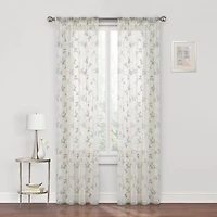 Regal Home Meadow Rod Pocket Embroidered Sheer Single Curtain Panel