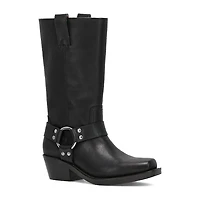 Frye and Co. Womens Lorrie Stacked Heel Motorcycle Boots