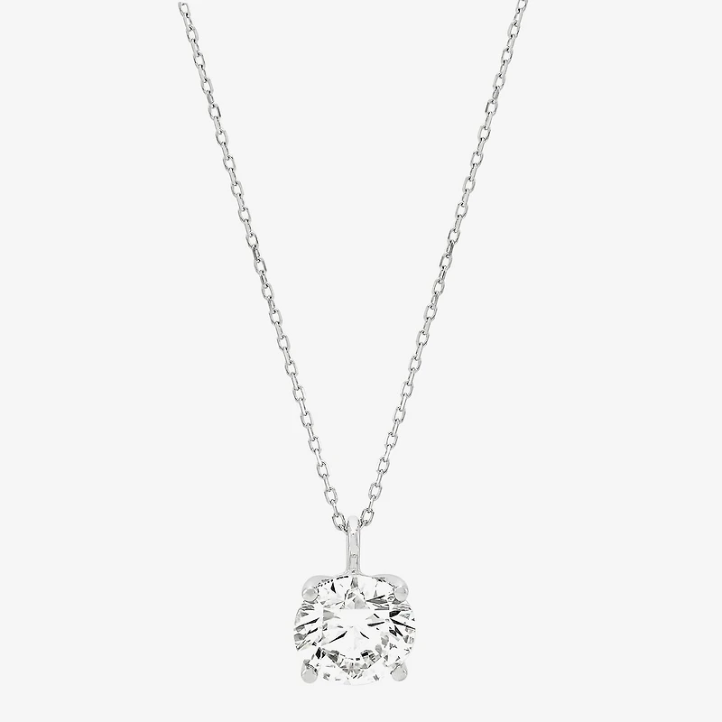 Womens 3 CT. Lab Grown White Diamond 14K Gold Round 18 Inch Pendant Necklace