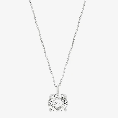 Womens 3 CT. Lab Grown White Diamond 14K Gold Round 18 Inch Pendant Necklace