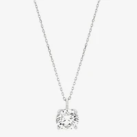 Womens 3 CT. Lab Grown White Diamond 14K Gold Round 18 Inch Pendant Necklace