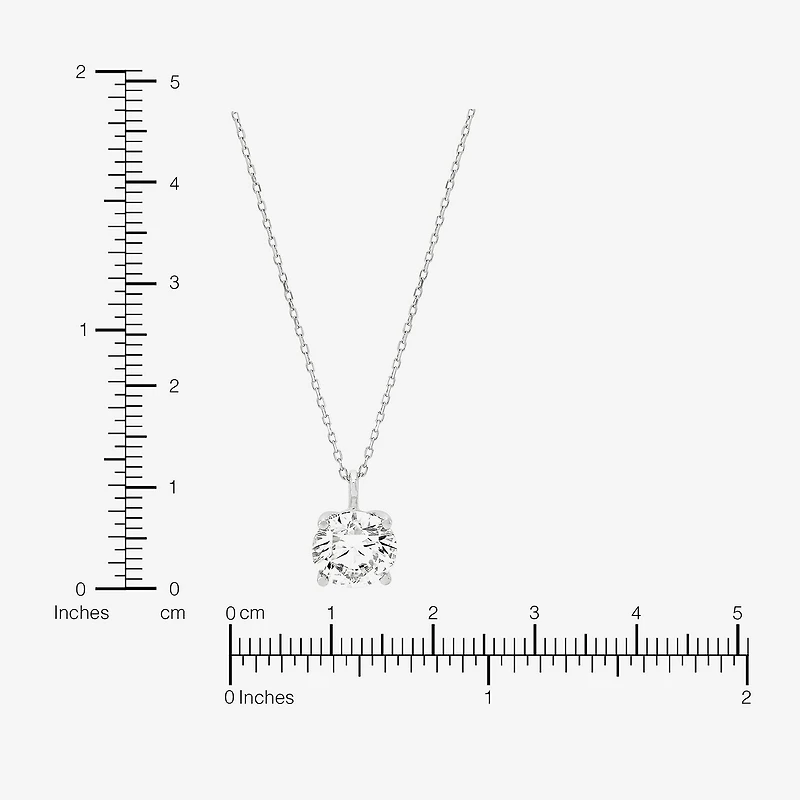 Womens 3 CT. Lab Grown White Diamond 14K Gold Round 18 Inch Pendant Necklace