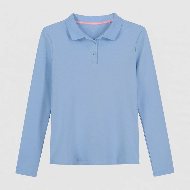 IZOD Little & Big Kid Girls Long Sleeve Regular Fit Stretch Fabric Polo Shirt