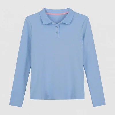 IZOD Little & Big Kid Girls Long Sleeve Regular Fit STRETCH FABRIC Polo Shirt