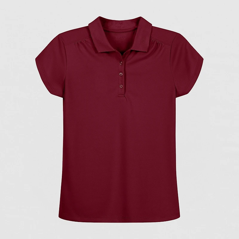 IZOD Performance Mesh Little & Big Kid Girls Short Sleeve Regular Fit Wrinkle Resistant Moisture Wicking Polo Shirt