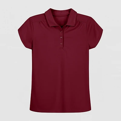 IZOD Performance Mesh Little & Big Kid Girls Short Sleeve Regular Fit Wrinkle Resistant Moisture Wicking Polo Shirt