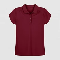IZOD Performance Mesh Little & Big Kid Girls Short Sleeve Regular Fit Wrinkle Resistant Moisture Wicking Polo Shirt