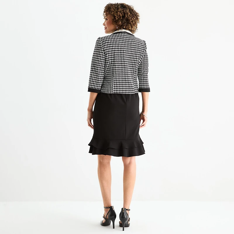 Maya Brooke Womens Plaid Jacket Dress