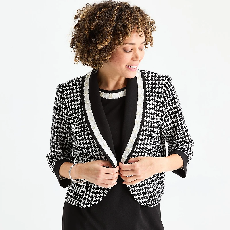Maya Brooke Womens Plaid Jacket Dress