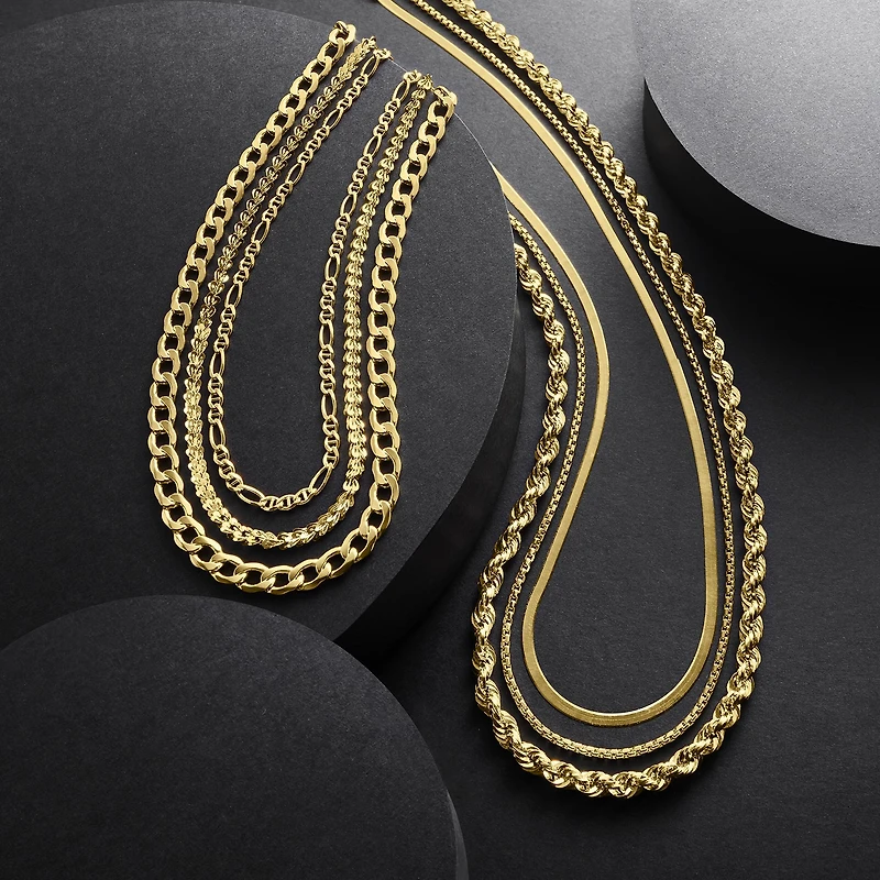 Womens 14K Gold Inch Box Chain Necklace