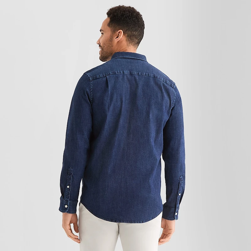 St. John's Bay Denim Mens Long Sleeve Classic Fit Button-Down Shirt