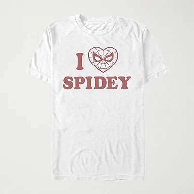 I Heart Spidey Womens Juniors Crew Neck Short Sleeve Regular Fit Spiderman Graphic T-Shirt