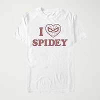 I Heart Spidey Womens Juniors Crew Neck Short Sleeve Regular Fit Spiderman Graphic T-Shirt