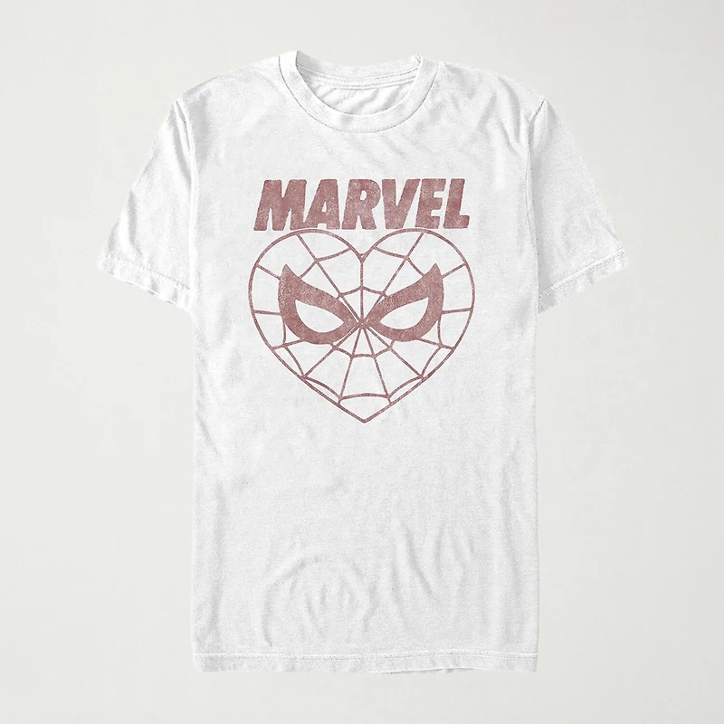 Spidey Heart Womens Juniors Crew Neck Short Sleeve Regular Fit Spiderman Graphic T-Shirt