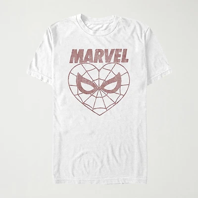 Spidey Heart Womens Juniors Crew Neck Short Sleeve Regular Fit Spiderman Graphic T-Shirt